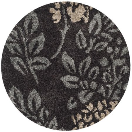 SAFAVIEH 4 x 4 ft. Power Loomed Round Shag RugDark Brown & Grey SG456-2880-4R